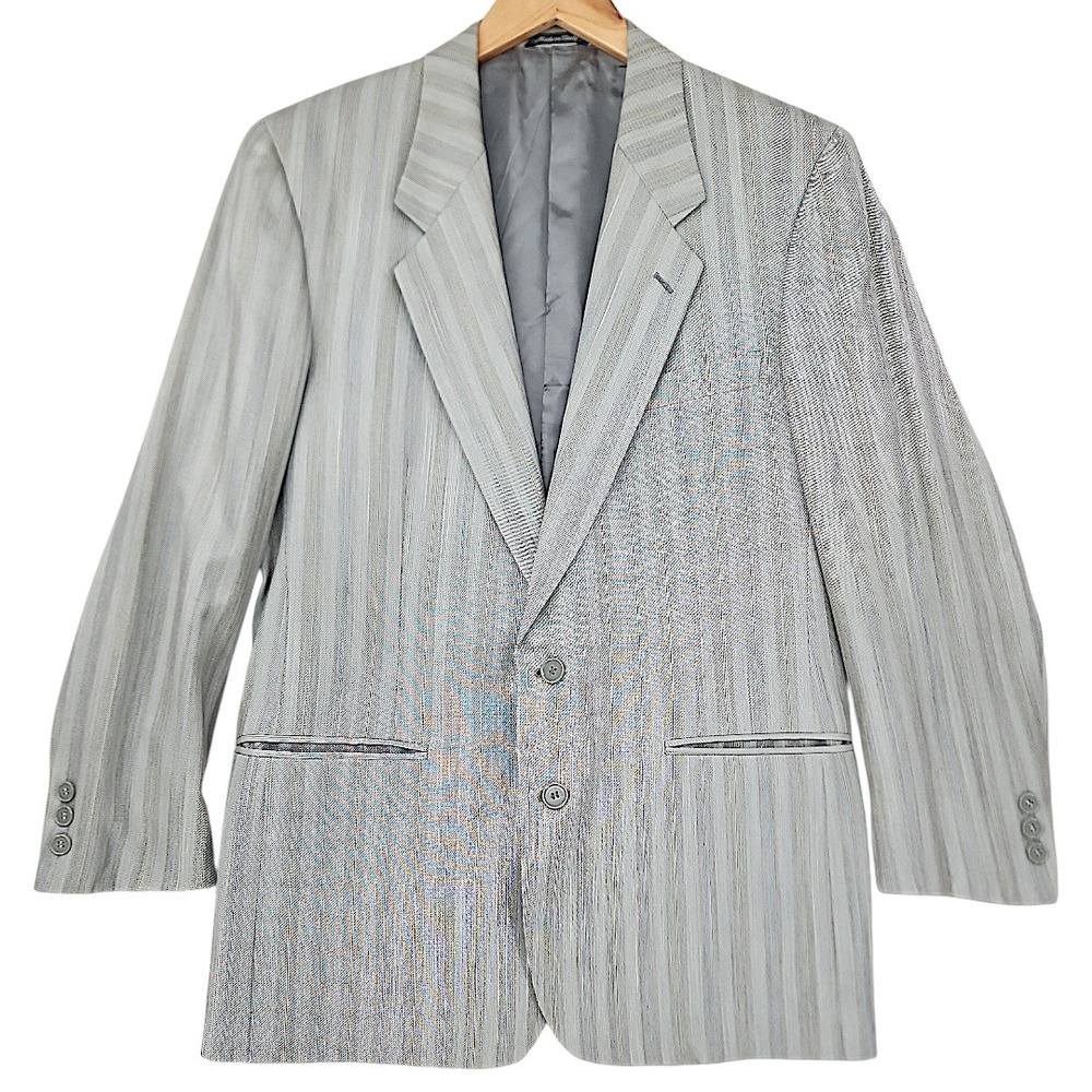 Principe Marzotto Blazer 40R Mens Gray Wool Silk Striped Sport Coat Italy Luxury